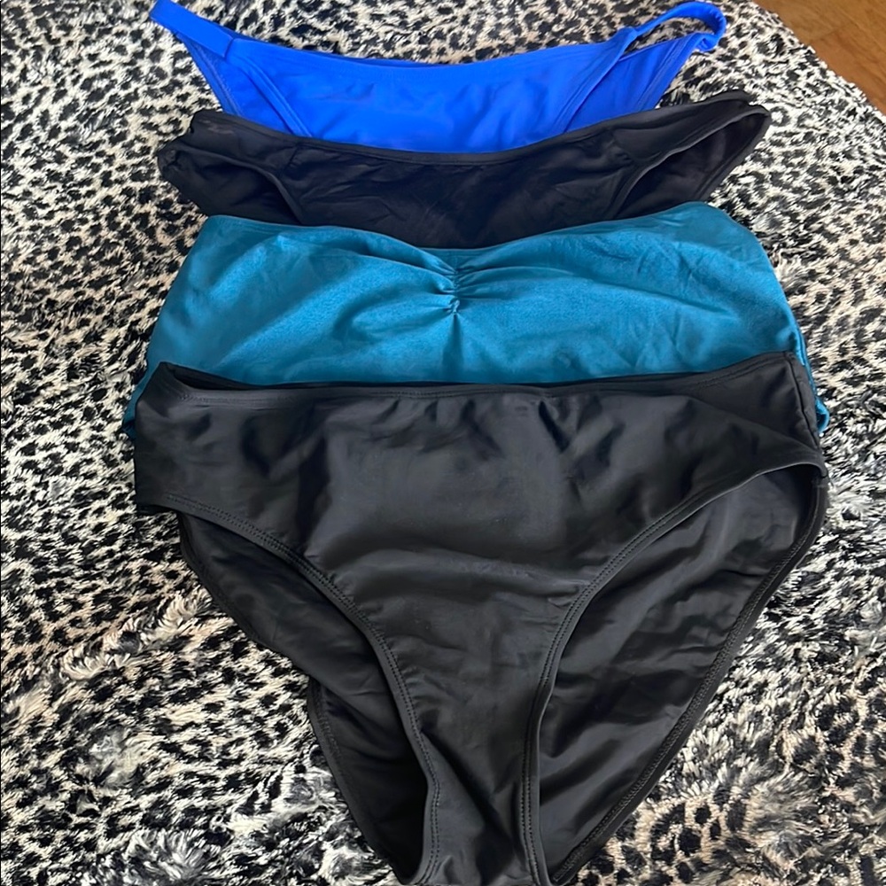 Set of Women's Bikini Bottoms in Blue and Black